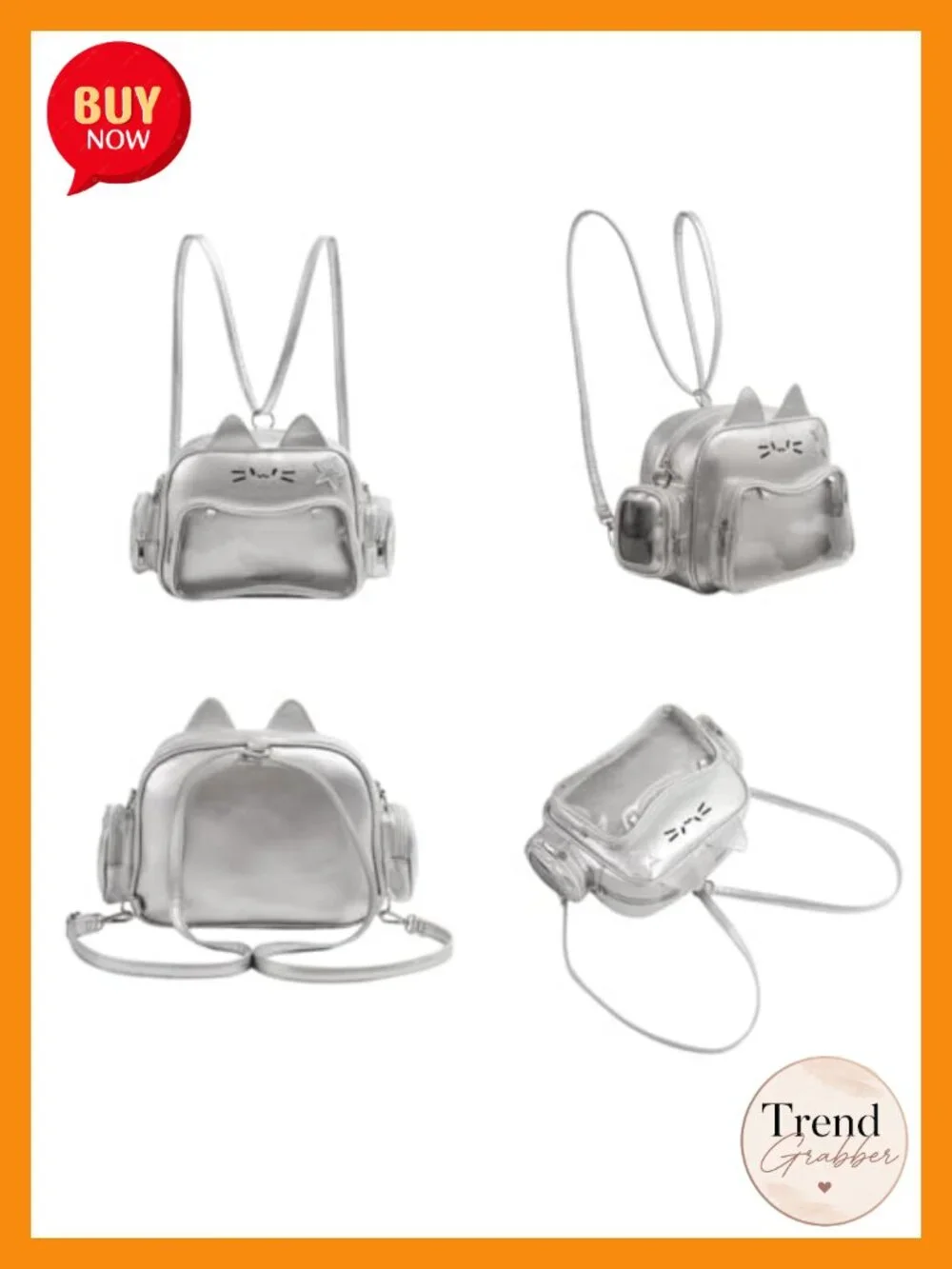 Cat Ita Bag Backpack PU Leather Pin Display School Bag Kawaii Anime Shoulder